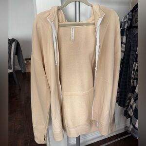 Cream 100% Cotton Zip Up Hoodie